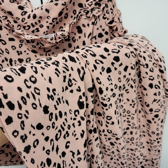 Reformation Pink Leopard Ruffle Strap Lui Dress 4 - Picture 6 of 9